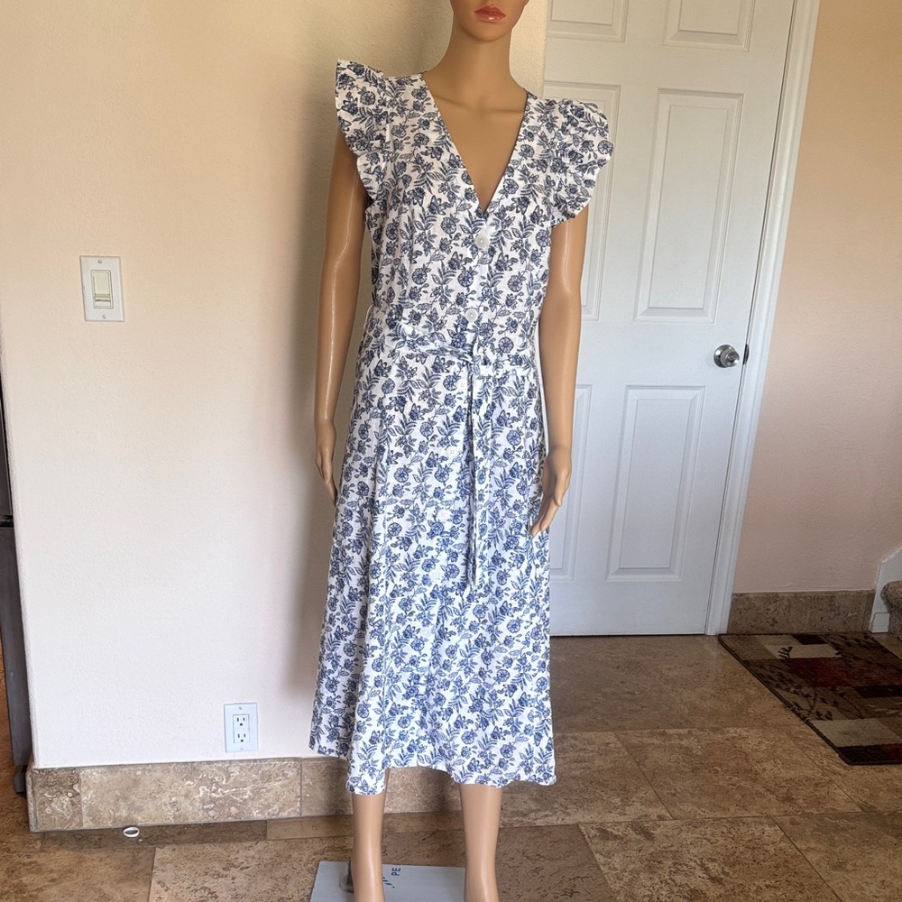 NWOT Tommy Hilfiger Blue and White Midi Dress, Size 10